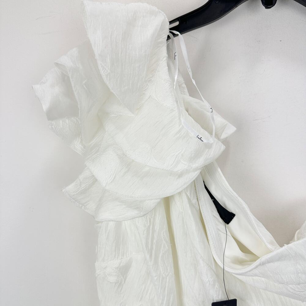 Lulus Sweet Definition White Burnout Ruffled One-Shoulder Midi Dress Large NWT - Picture 13 of 14